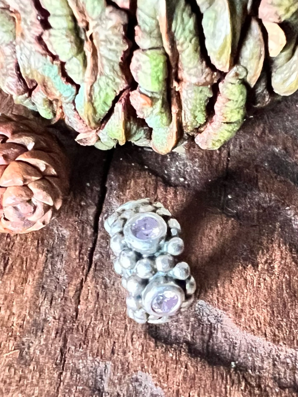 Authentic Pandora Charm Her Majesty Spacer Bead Purple Zirconia & Silver Cz Dots